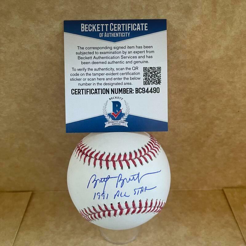 BRETT BUTLER DODGERS 1991 ALL STAR SIGNED AUTO M.L. BASEBALL BAS BC94490