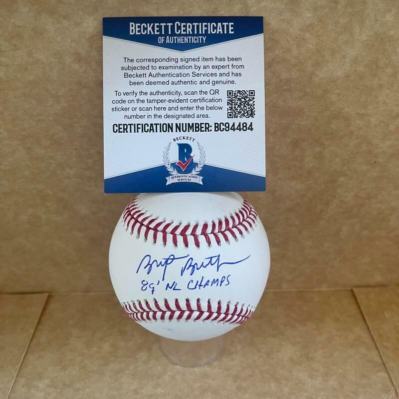 BRETT BUTLER GIANTS 89 NL CHAMPS SIGNED AUTO M.L. BASEBALLL BAS BC94484
