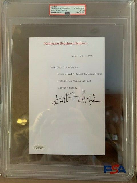 KATHARINE HEPBURN SIGNED LETTER ON LETTERHEAD SPENCER TRACY CONTENT JSA/PSA