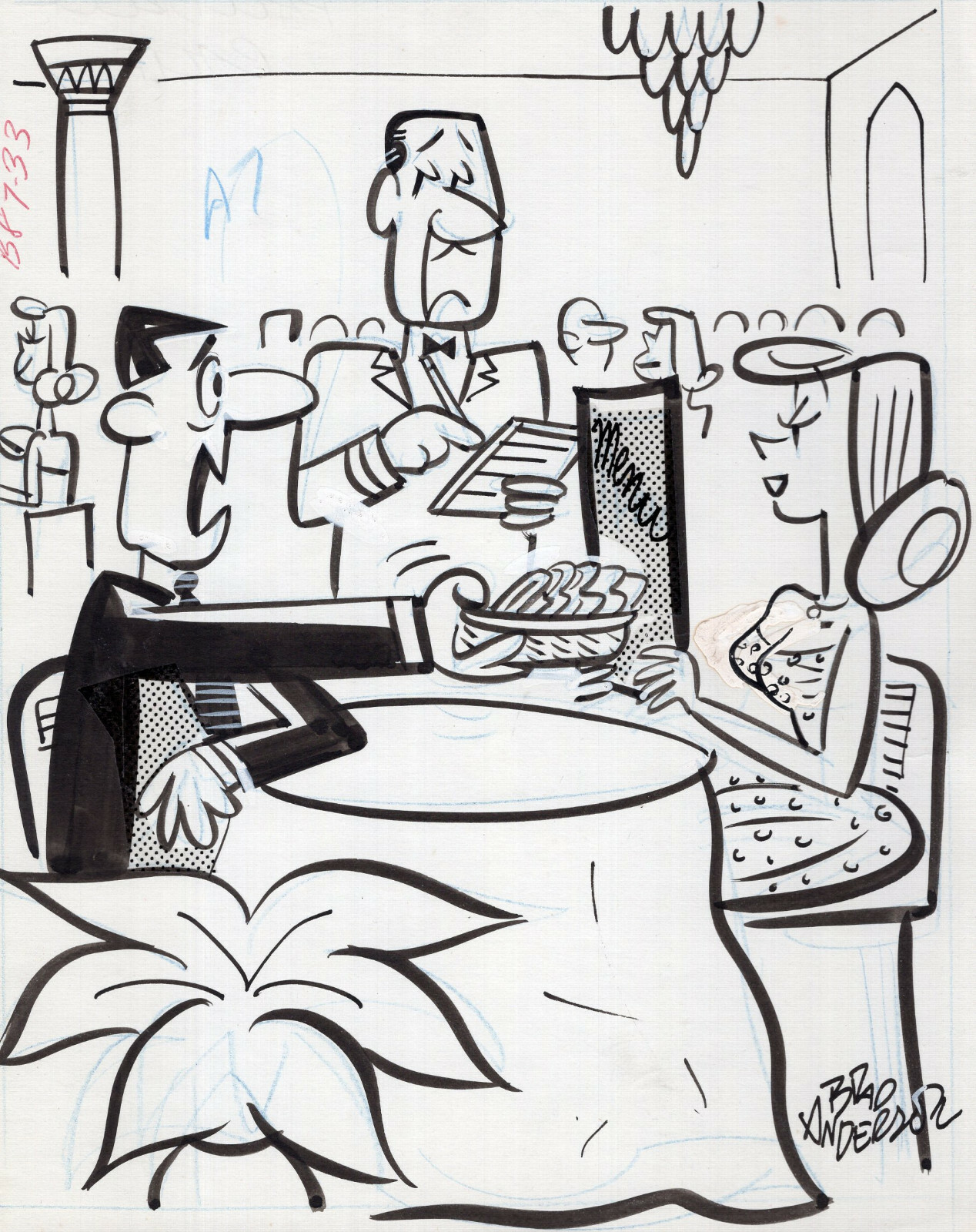 BRAD ANDERSON VINTAGE+RARE ORIGINAL SIGNED DRAWING+COA MARMADUKE CARTOONIST