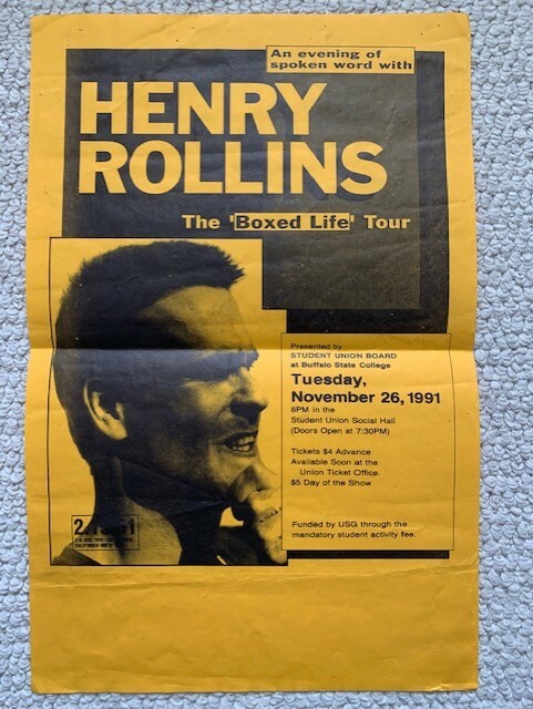 HENRY ROLLINS VINTAGE SPOKEN WORD CONCERT POSTER 1991 BUFFALO, NY VERY RARE