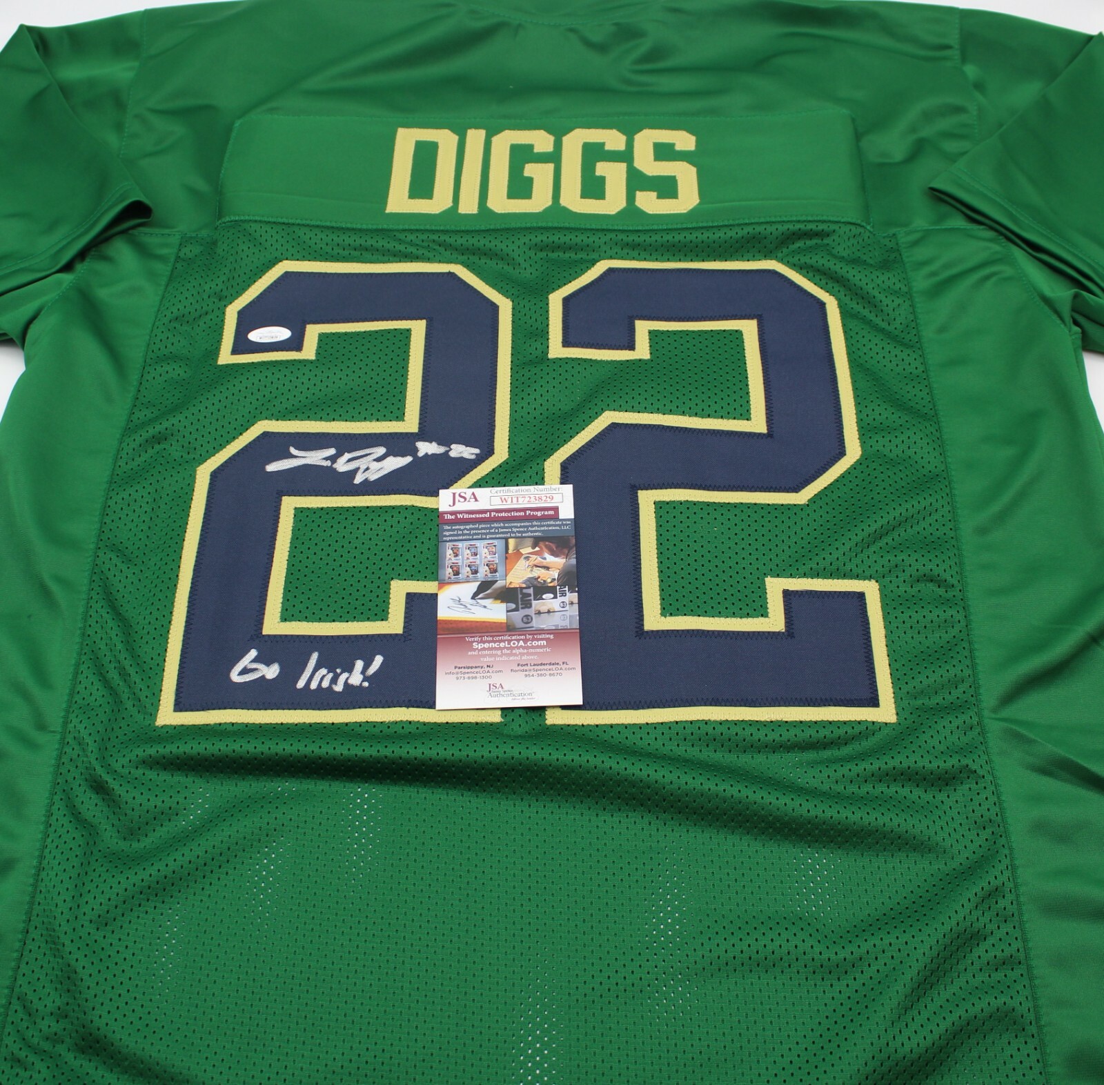Logan Diggs Signed Custom Green Notre Dame Jersey w/JSA COA Witness Go Irish
