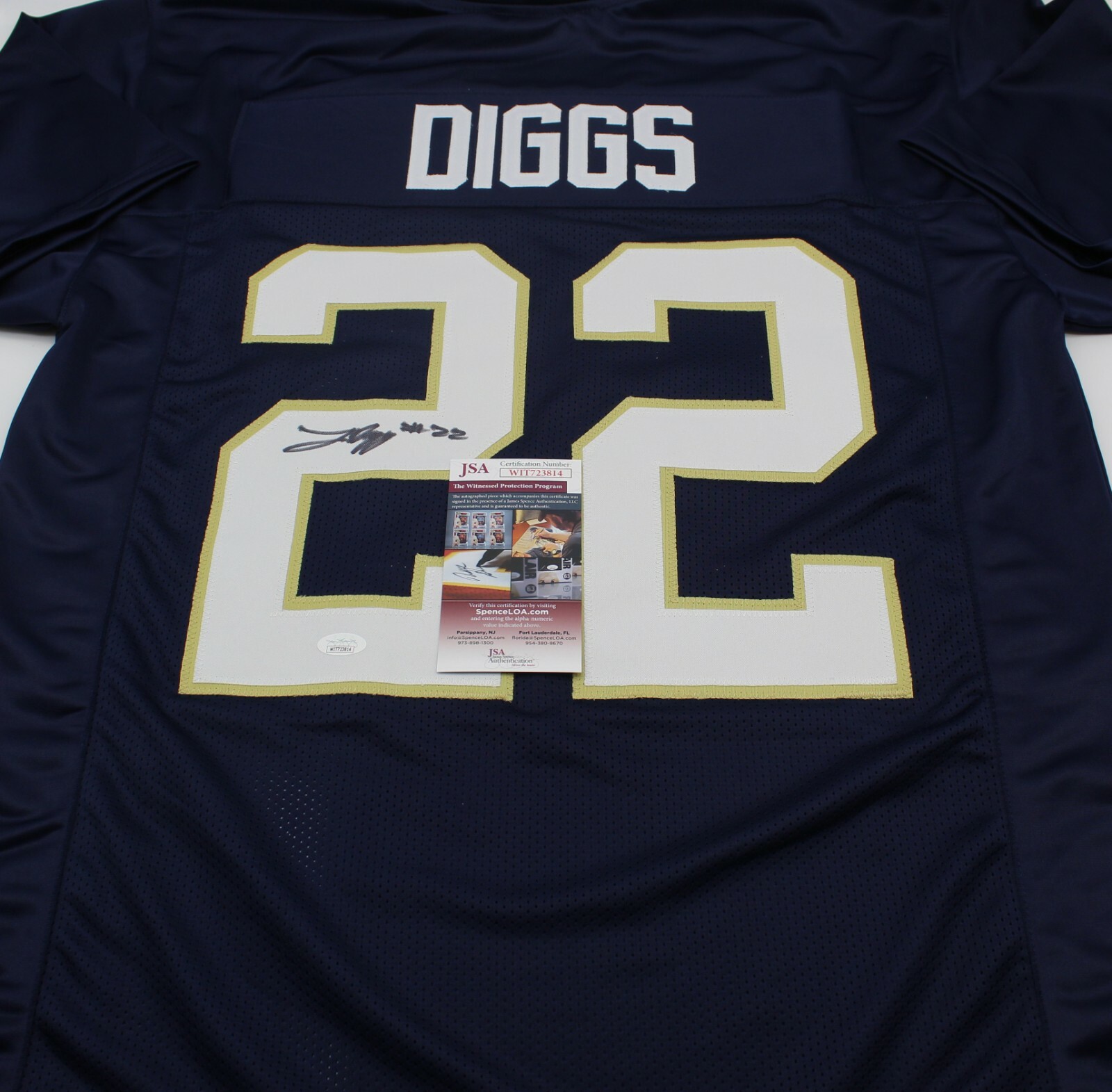 Logan Diggs Signed Custom Blue Notre Dame Jersey w/JSA COA Witness Go Irish #1