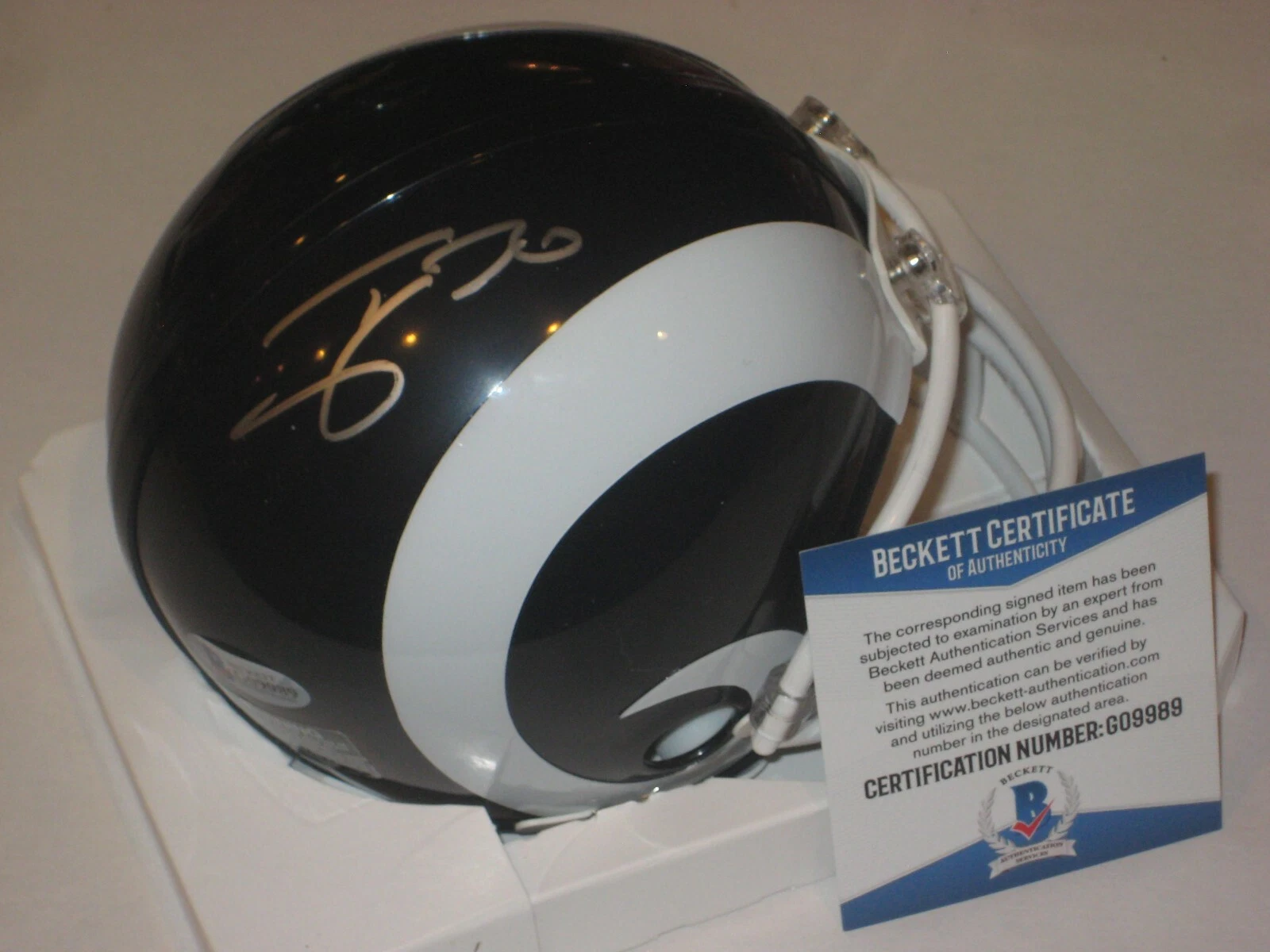 TODD GURLEY Signed Los Angeles RAMS Mini-helmet w/ Beckett COA