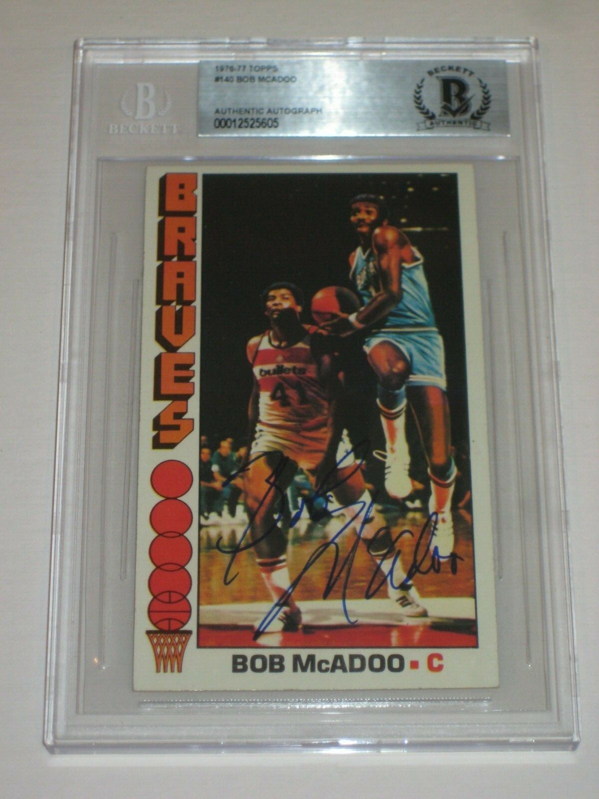 BOB McADOO (Braves) Signed 1976-77 TOPPS Card #140 Beckett Authenticated