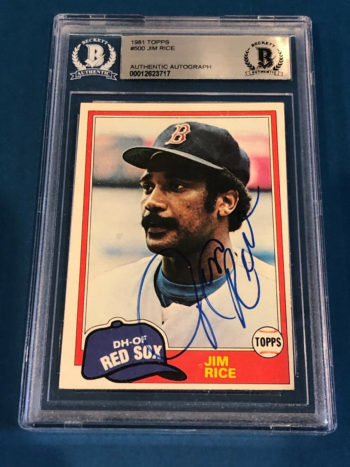 JIM RICE Signed 1981 TOPPS Card #500 Beckett Authenticated BAS