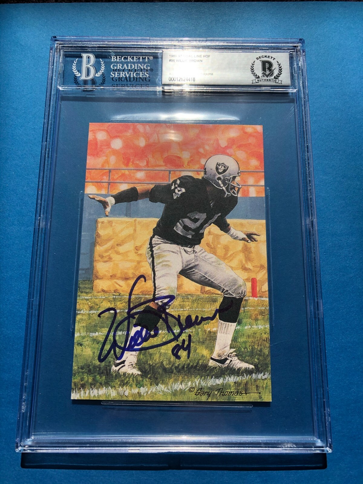 WILLIE BROWN SIGNED GOAL LINE ART CARD #96 BECKETT BAS COLLECTIBLE MEMORABILIA