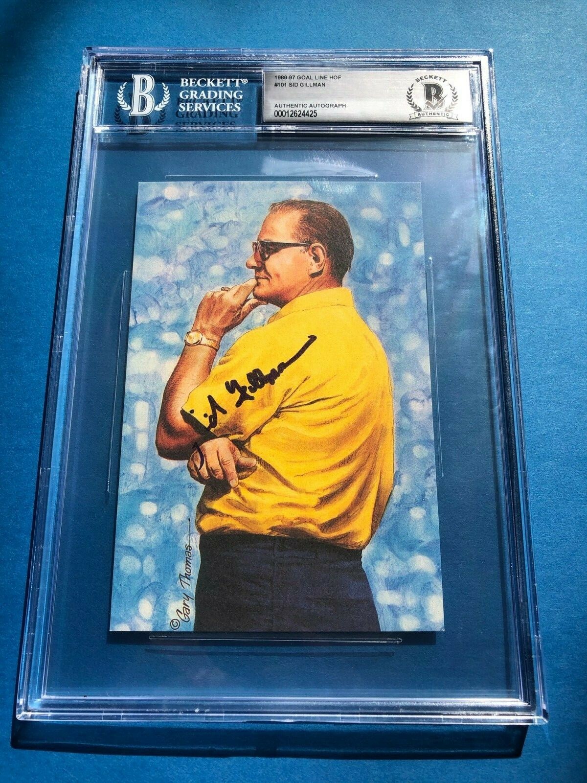 SID GILLMAN SIGNED GOAL LINE ART CARD #101 BECKETT BAS COLLECTIBLE MEMORABILIA