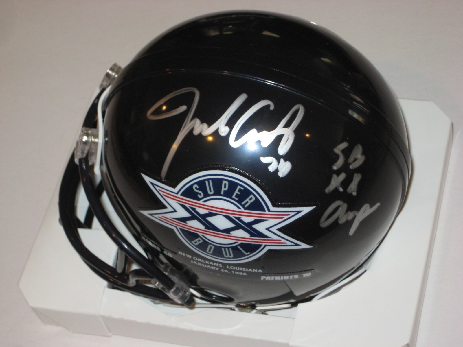 JIM COVERT (Bears) Signed SUPER BOWL XX Mini-helmet w/ Inscription & Becket Auth