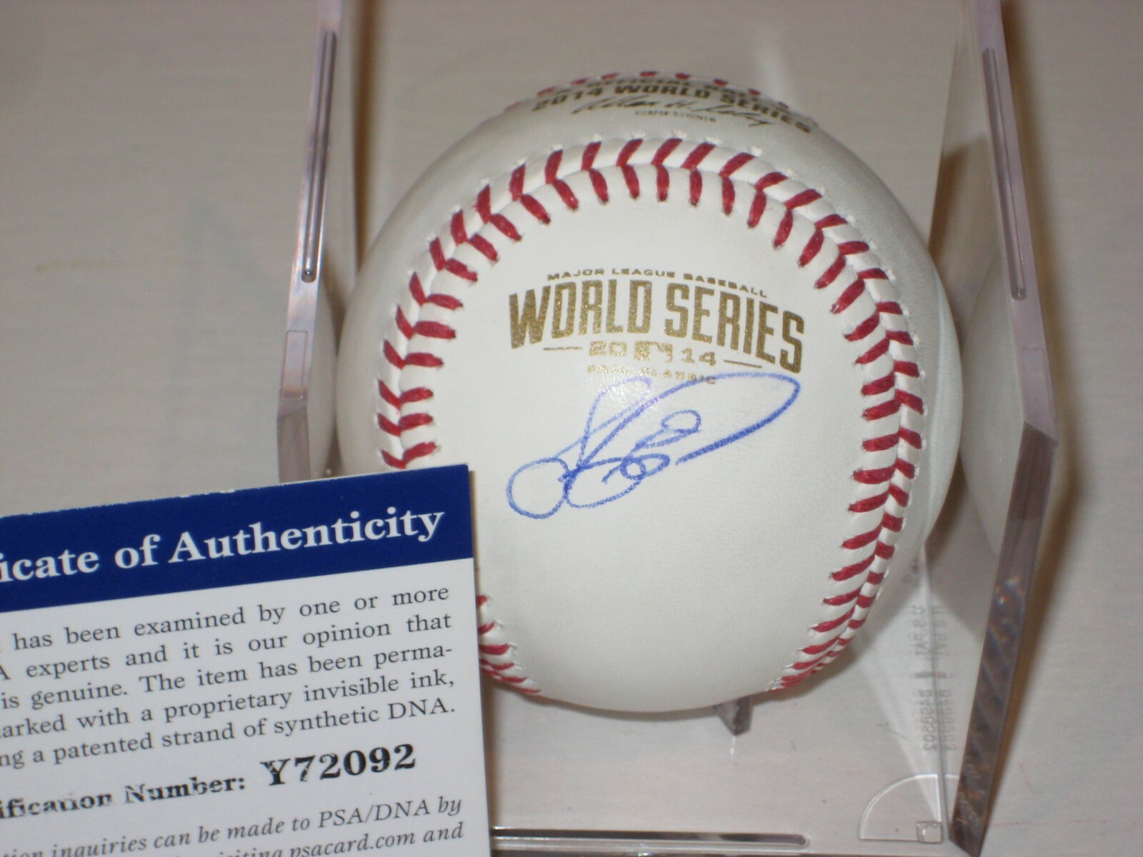 JUAN PEREZ (Giants) Signed Official 2014 WORLD SERIES Baseball w/ PSA COA