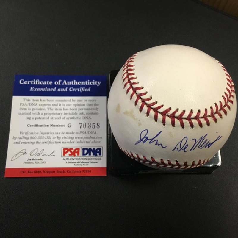 JOHN DEMERIT MILWAUKEE BRAVES WORLD CHAMPS NL CHAMPS TONING SIGNED BASESBALL PSA