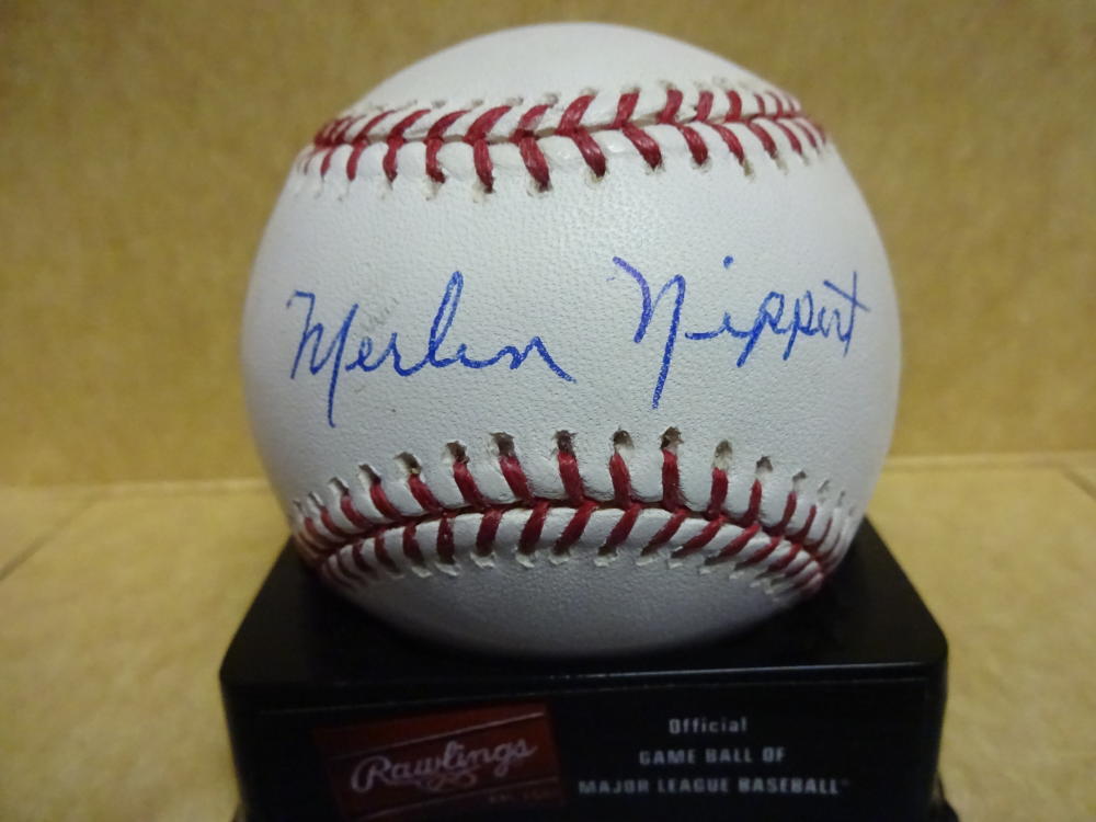 MERLIN NIPPERT BOSTON RED SOX RARE SIGNED M.L. BASEBALL W/COA