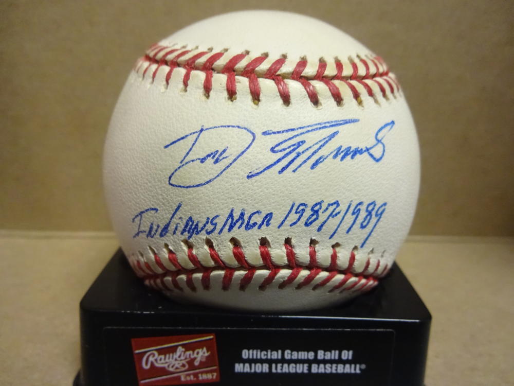 DOC EDWARDS INDIANS MANAGER 1987-1989 SIGNED M.L. BASEBALL W/COA