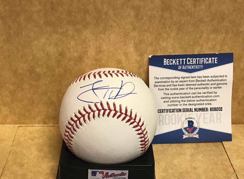 JUSTIN DUNN NEW YORK METS SIGNED ROOKIE YEAR SIGNED M.L. BASEBALL BECKETT AUTH.
