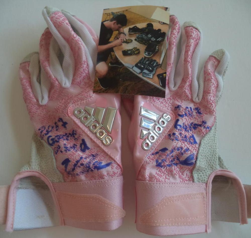 KEVIN NEWMAN GAME USED 2017 BATTING GLOVES ADIDAS MOTHERS DAY PROOF