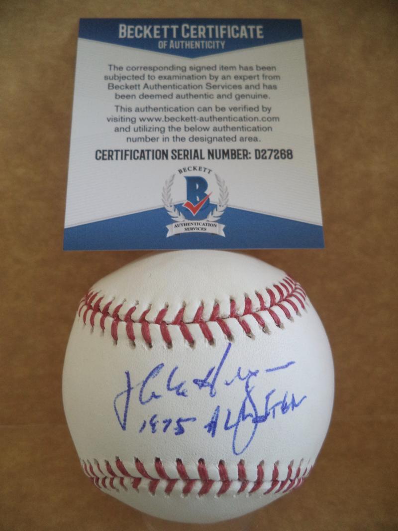 MIKE HARGROVE 1975 ALL STAR TEXAS RANGERS SIGNED M.L. BASEBALL BECKETT D27268