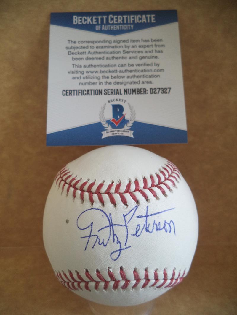 FRITZ PETERSON INDIANS/YANKEES SIGNED AUTOGRAPH M.L. BASEBALL BECKETT D27327