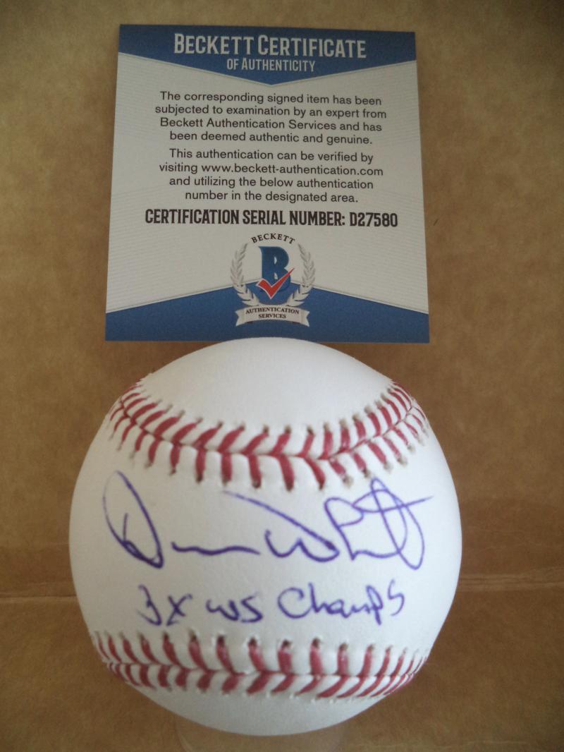 DEVON WHITE 3X WS CHAMPS MARLINS SIGNED AUTOGRAPH ML BASEBALL BECKETT D27580