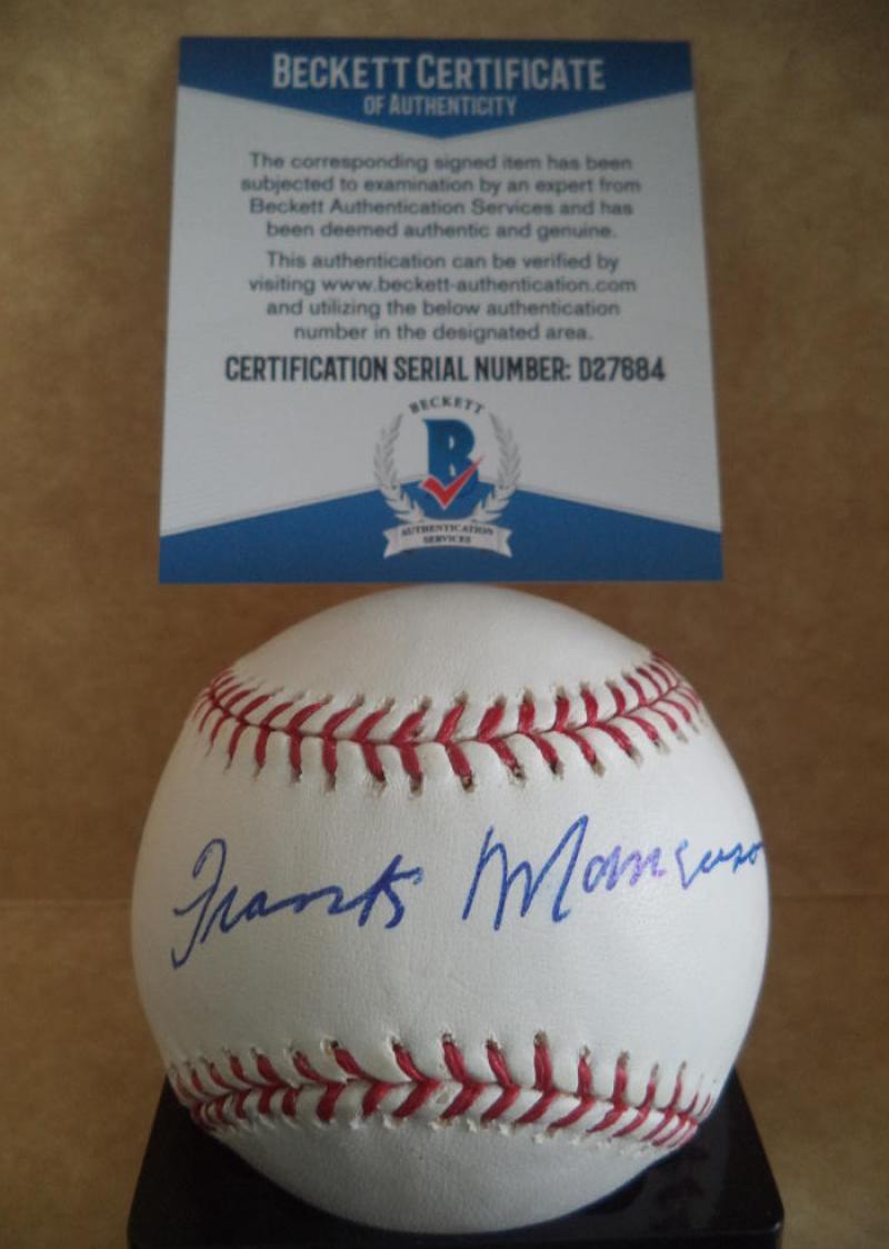 FRANK MANCUSO ST LOUIS BROWNS/SENATORS DECEASED SIGNED ML BASEBALL BECKETT D2768