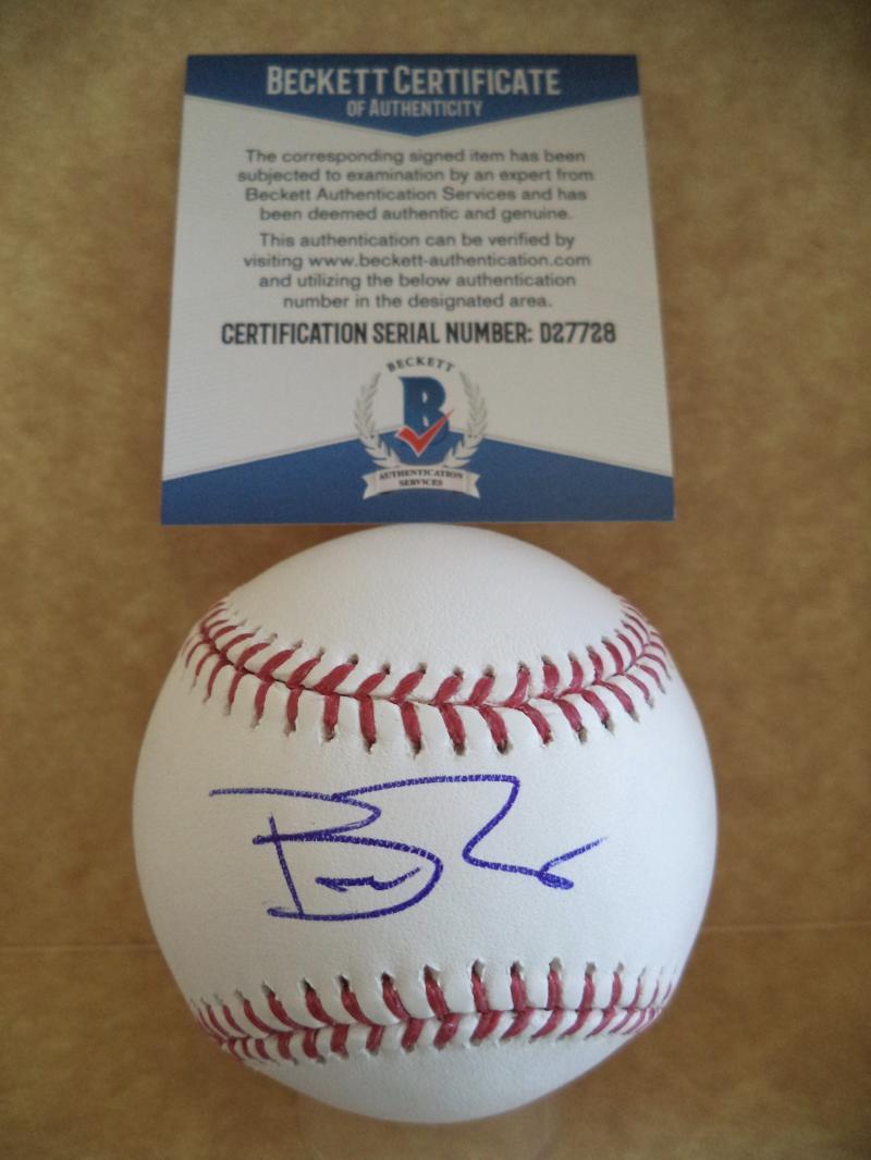 BRAD PEACOCK HOUSTON ASTROS SIGNED AUTOGRAPHED M.L BASEBALL BECKETT D27728