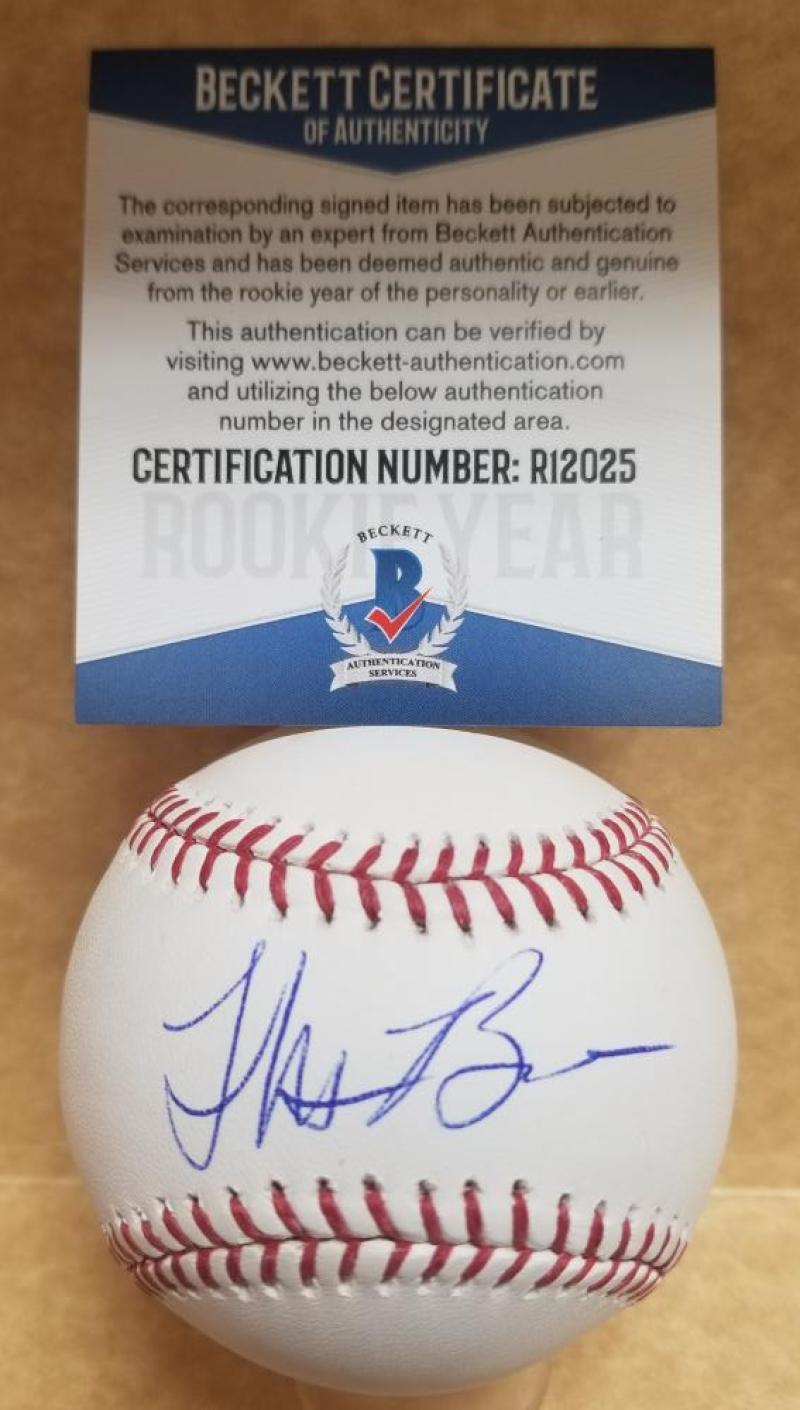 THOMAS BURROWS ATLANTA BRAVES ROOKIE YEAR SIGNED M.L. BASEBALL BECKETT R12025