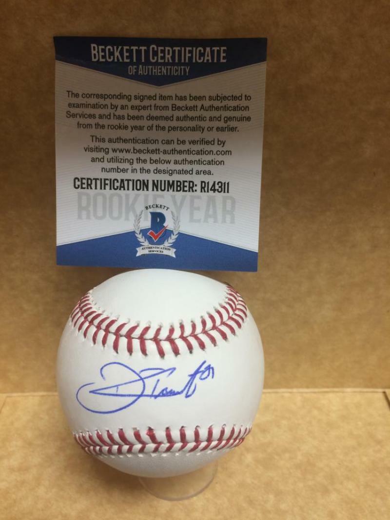 TOUKI TOUSSAINT ATLANTA BRAVES ROOKIE YEAR AUTOGRAPHED M.L. BASEBALL BECKETT R14