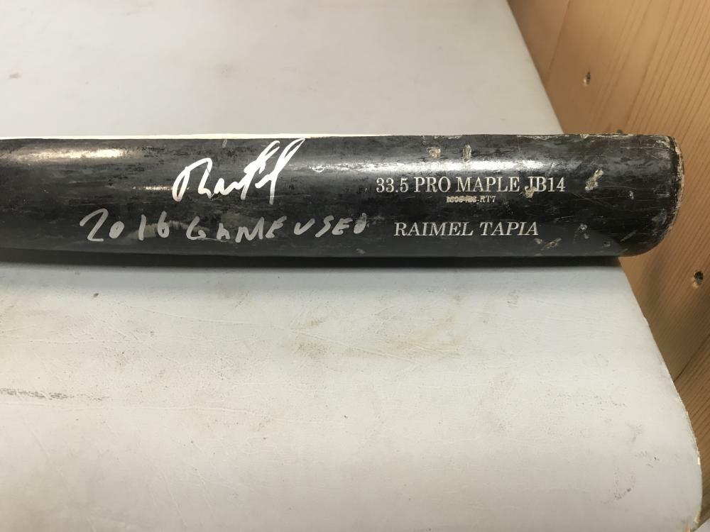 RAIMEL TAPIA ROCKIES SIGNED CRACKED OLD HICKORY BAT 2016 GAME USED