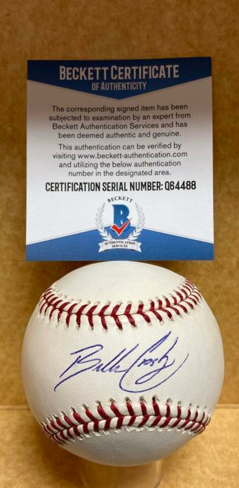 BUBBA CROSBY YANKEES/DODGERS SIGNED AUTOGRAPHED M.L. BASEBALL BECKETT Q64488