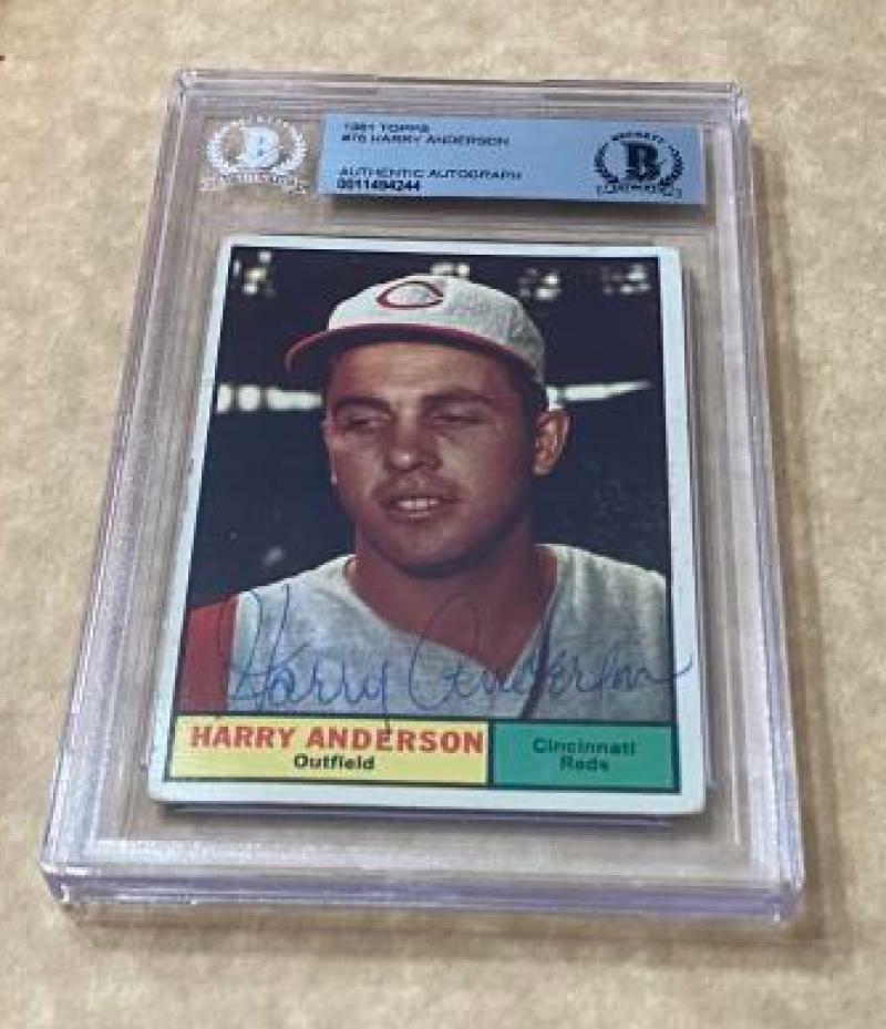 1961 TOPPS HARRY ANDERSON #76 REDS SIGNED CARD BECKETT AUTHENTIC AUTO VINTAGE