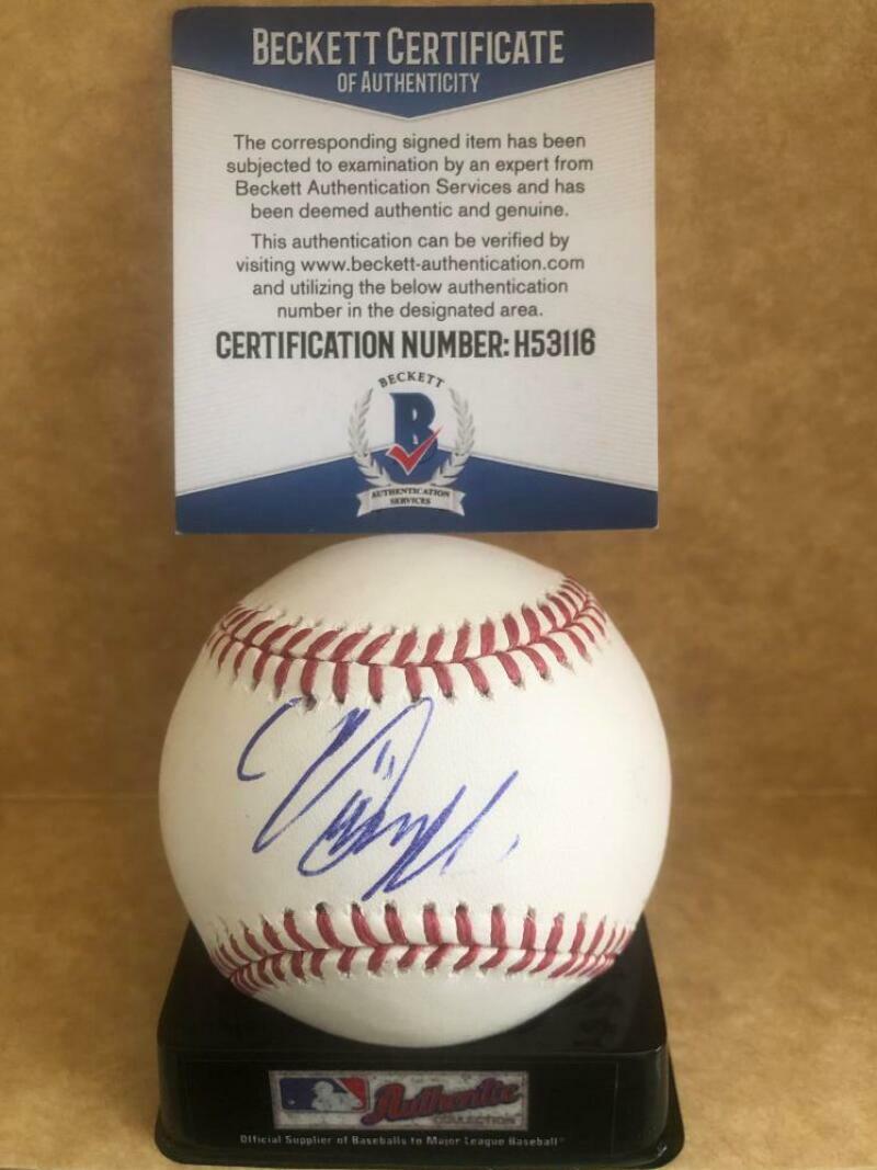MICHAEL CHAVIS BOSTON RED SOX SIGNED M.L. BASEBALL BECKETT COA H53116