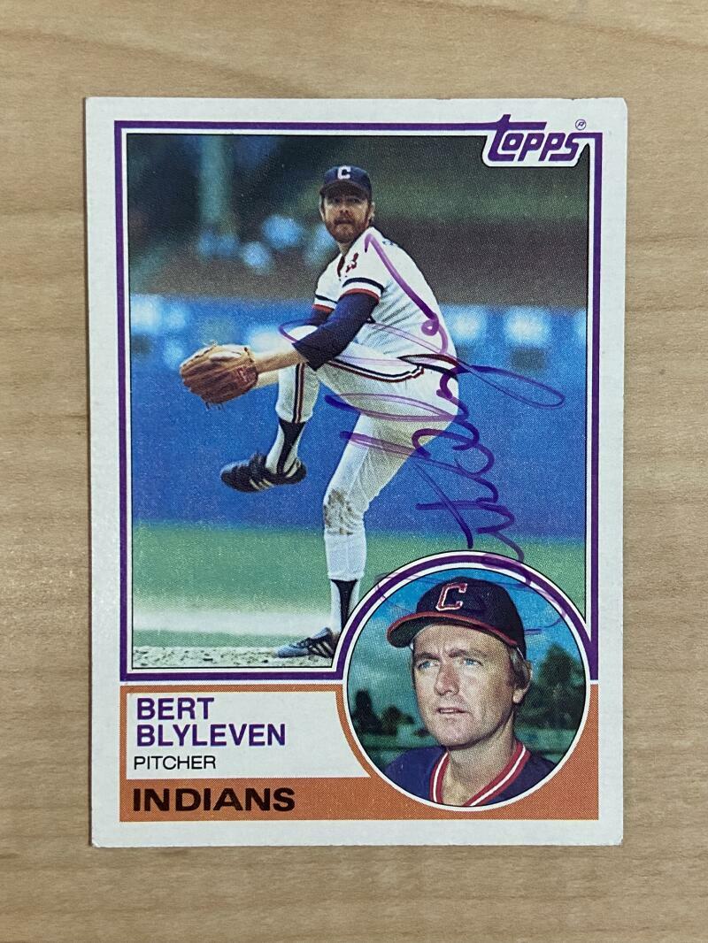 BERT BLYLEVEN CLEVELAND INDIANS SIGNED AUTOGRAPHED 1983 TOPPS CARD #280 W/COA