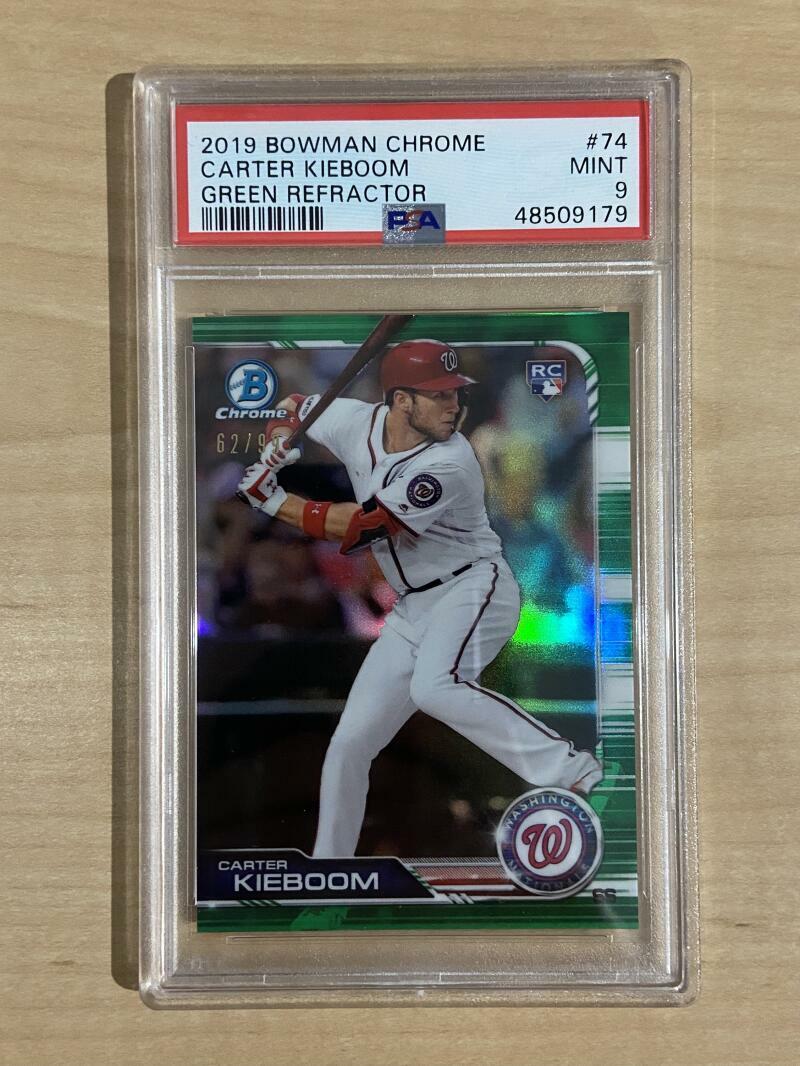 2019 BOWMAN CHROME CARTER KIEBOOM GREEN REFRACTOR 62/99 PSA 9