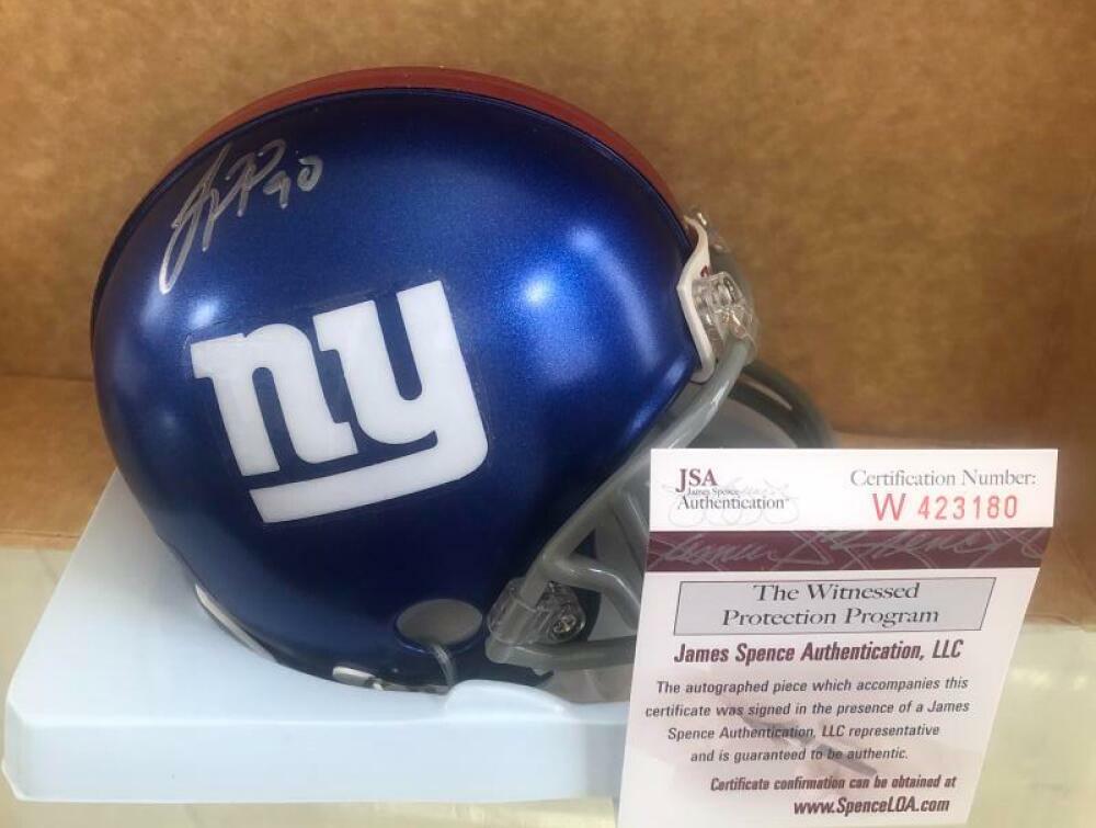 JASON PIERRE PAUL NEW YORK GIANTS SIGNED AUTOGRAPHED MINI HELMET JSA WITNESS