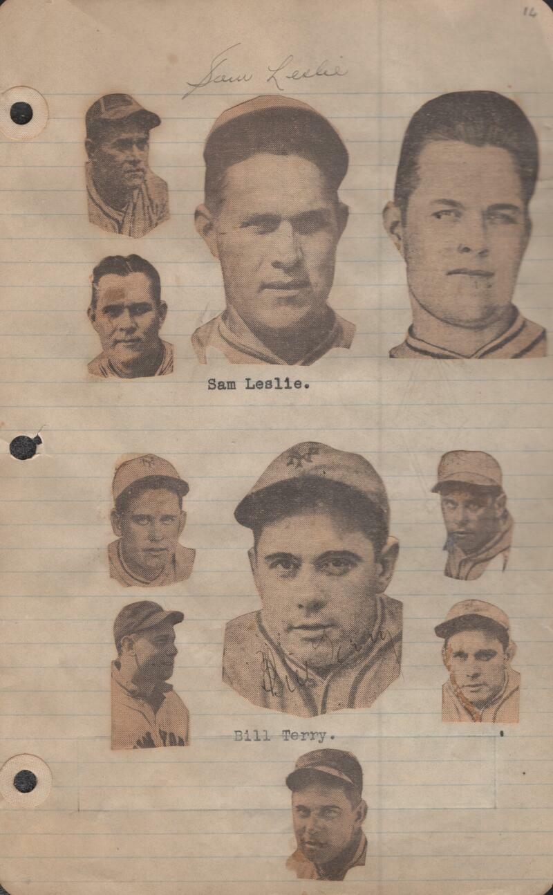 SAM LESLIE GIANTS/DODGERS SIGNED ORIGINAL 1935 SCRAP BOOK BSA Z51359