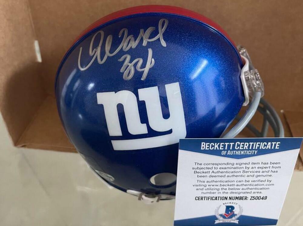DERRICK WARD NEW YORK GIANTS SIGNED AUTO MINI HELMET BECKETT BECKETT Z50049