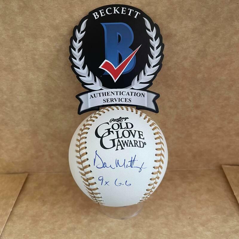 DON MATTINGLY 9X GG SIGNED AUTOGRAPHED GOLD GLOVE BASEBALL BECKETT WITNESS
