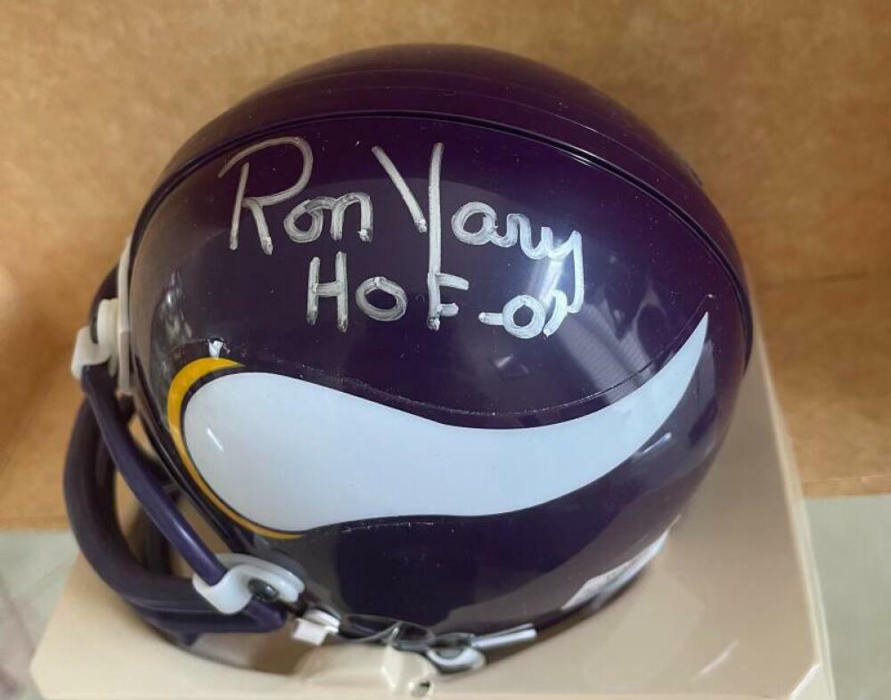 RON YARY MINNESOTA VIKINGS HOF 01 SIGNED AUTO RIDDELL MINI HELMET W/ COA