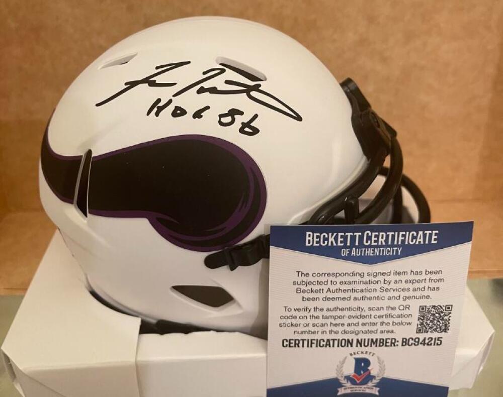 FRAN TARKENTON MINNESOTA VIKINGS HOF 86 SIGNED LUNAR MINI HELMET BECKETT