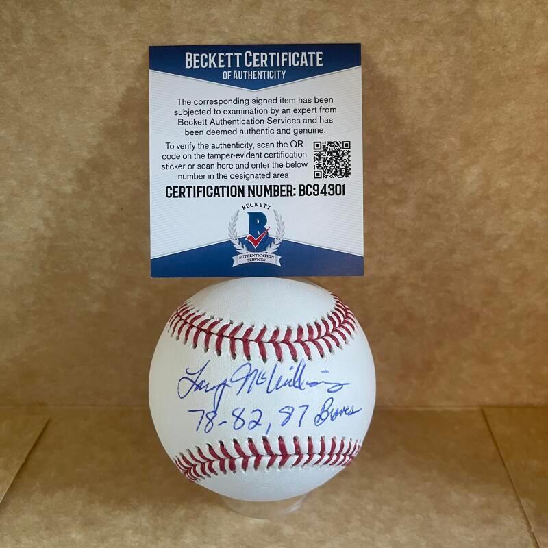 LARRY MCWILLIAMS 78-82,87 BRAVES SIGNED AUTOGRAPHED M.L. BASEBALL BECKETT