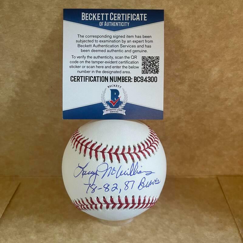 LARRY MCWILLIAMS 78-82,87 BRAVES SIGNED AUTOGRAPHED M.L. BASEBALL BECKETT