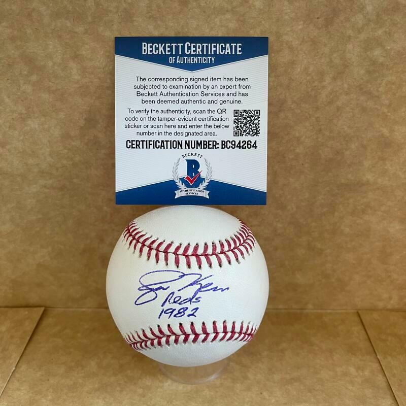 JIM KERN REDS 1982 SIGNED AUTOGRAPHED M.L BASEBALL BECKETT BC94264