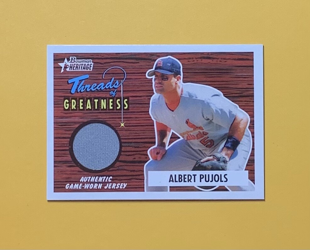 2004 BOWMAN HERITAGE ALBERT PUJOLS THREADS OF GREATNESS RELIC #TG-AP CARDINALS