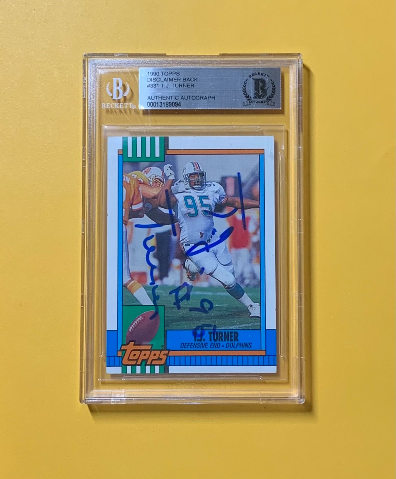 1990 TOPPS DISCLAIMER PACK T.J. TURNER #331 AUTHENTIC AUTO BECKETT CERTIFIED