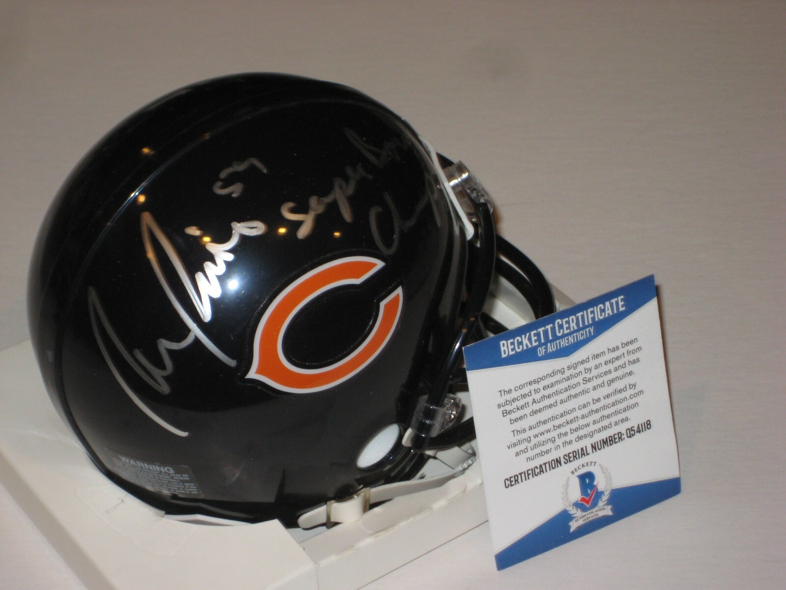 RON RIVERA Signed Chicago BEARS Mini-helmet w/ Beckett COA & Inscrip