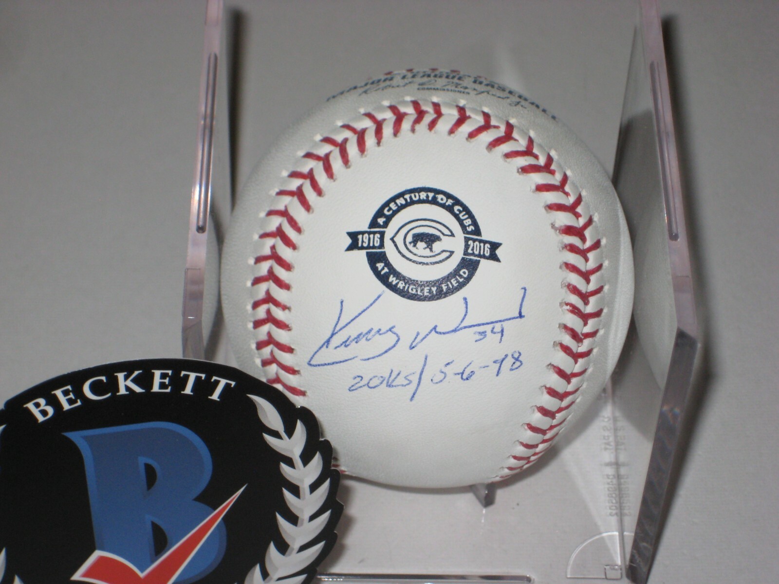 KERRY WOOD Signed CENTURY of CUBS Baseball w/ Beckett Witnessed COA & 20K Inscrp