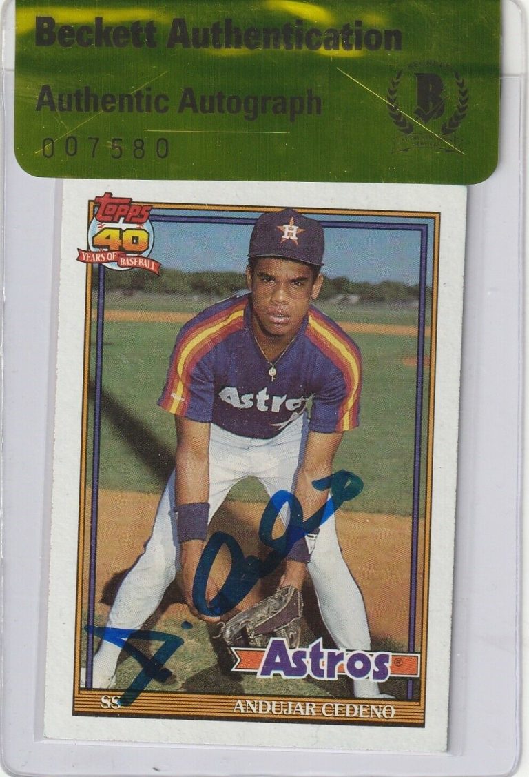 ANDUJAR CEDENO SIGNED 1991 TOPPS CARD #646 W/ BECKETT AUTHENTICITY SEAL COLLECTIBLE MEMORABILIA