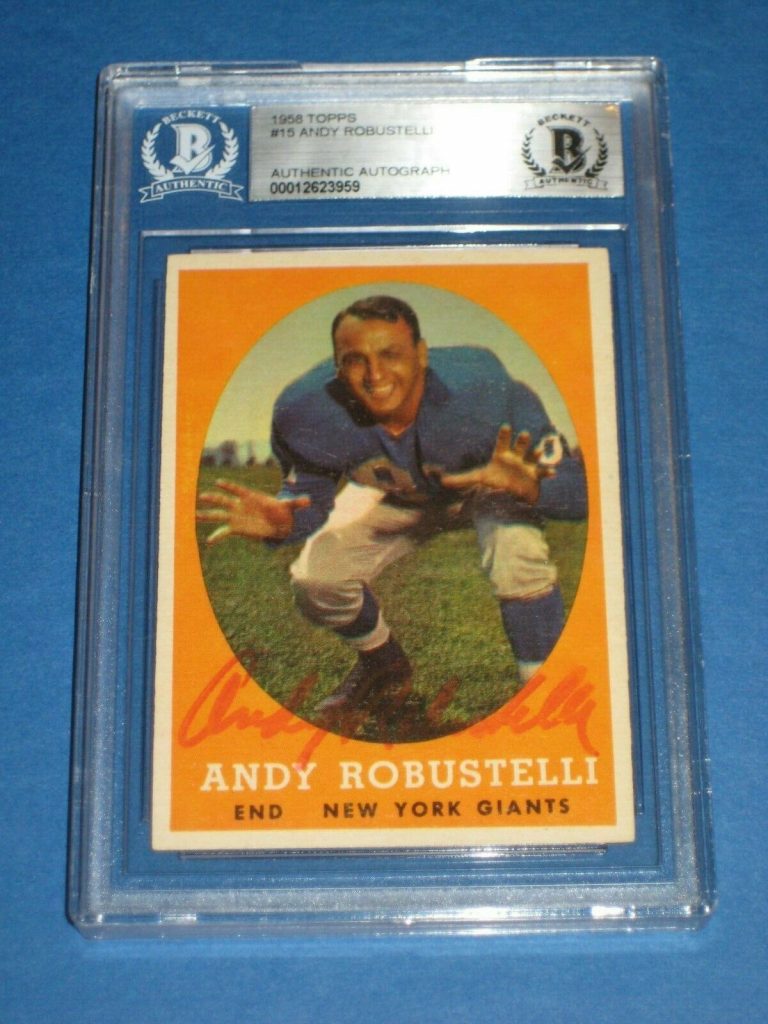 ANDY ROBUSTELLI SIGNED 1958 TOPPS CARD #15 BECKETT AUTHENTICATED COLLECTIBLE MEMORABILIA