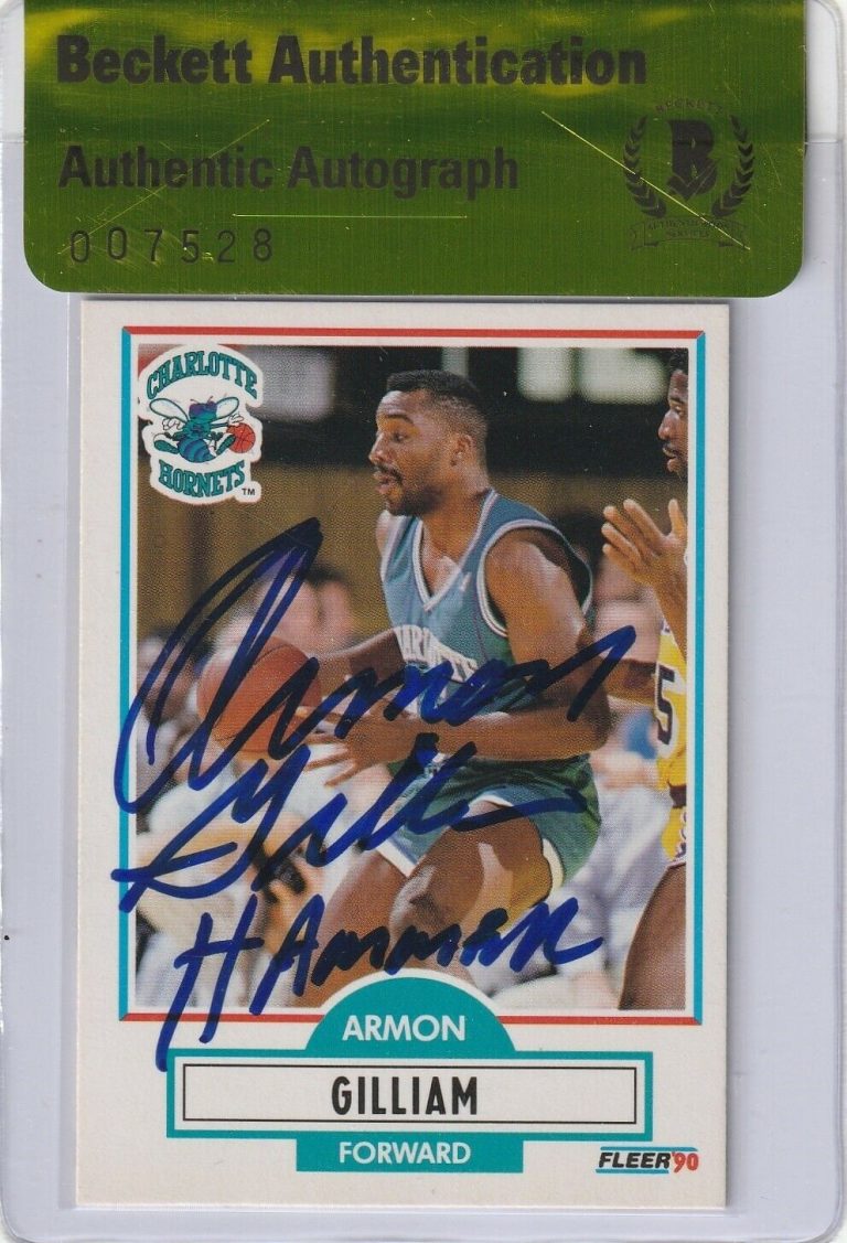 ARMON GILLIAM SIGNED 1990 FLEER CARD #19 W/ BECKETT AUTHENTICITY SEAL COLLECTIBLE MEMORABILIA