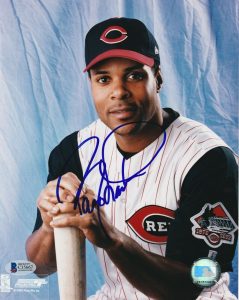 BARRY LARKIN (REDS) SIGNED 8X10 PHOTO WITH BECKETTCOA COLLECTIBLE MEMORABILIA