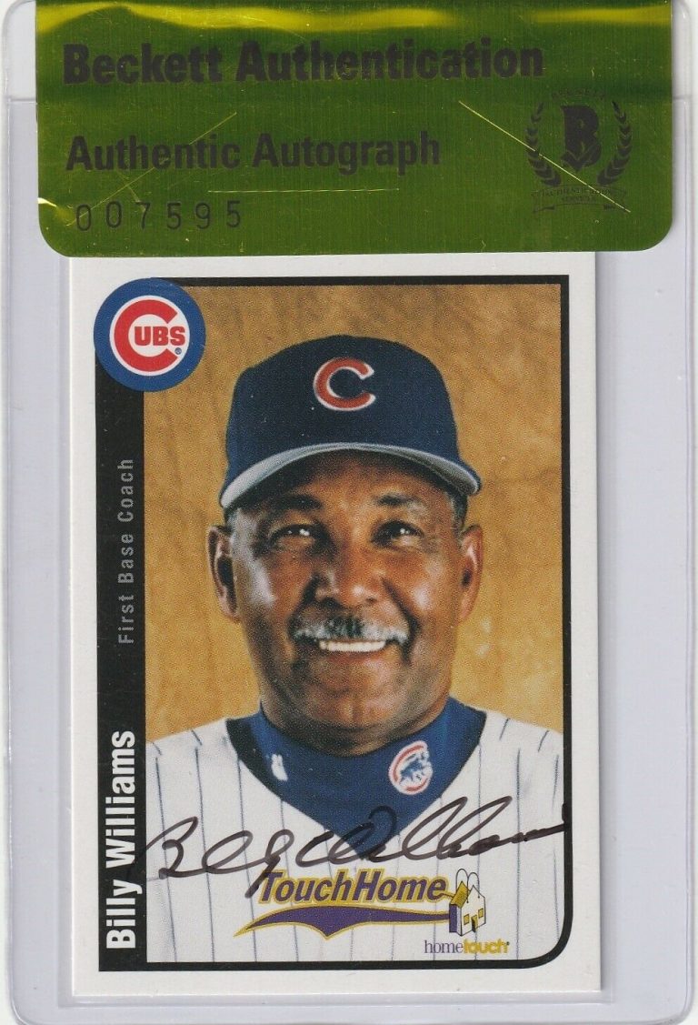 BILLY WILLIAMS SIGNED TOUCH HOME CARD W/ BECKETT AUTHENTICITY SEAL COLLECTIBLE MEMORABILIA
